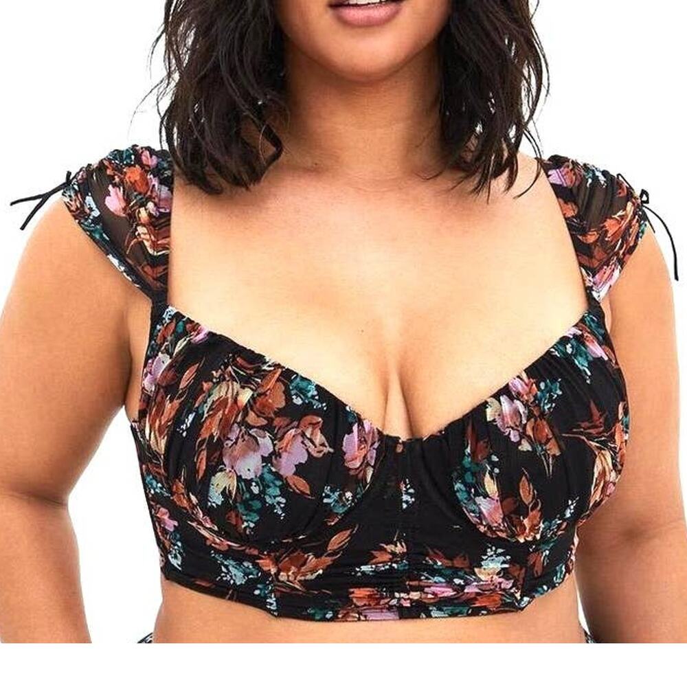 Torrid 2 (2X 18/20) Sexy Floral Longline Underwire Cap Sleeve Bralette Bra New
